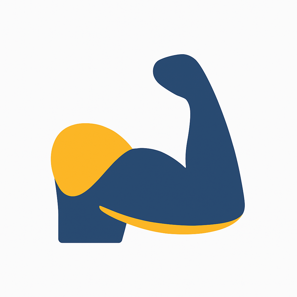 Icône d’un bras fléchi symbolisant la rééducation en traumatologie à Bayeux : coiffe des rotateurs, post-opératoire, entorses, fractures, instabilité d’épaule.