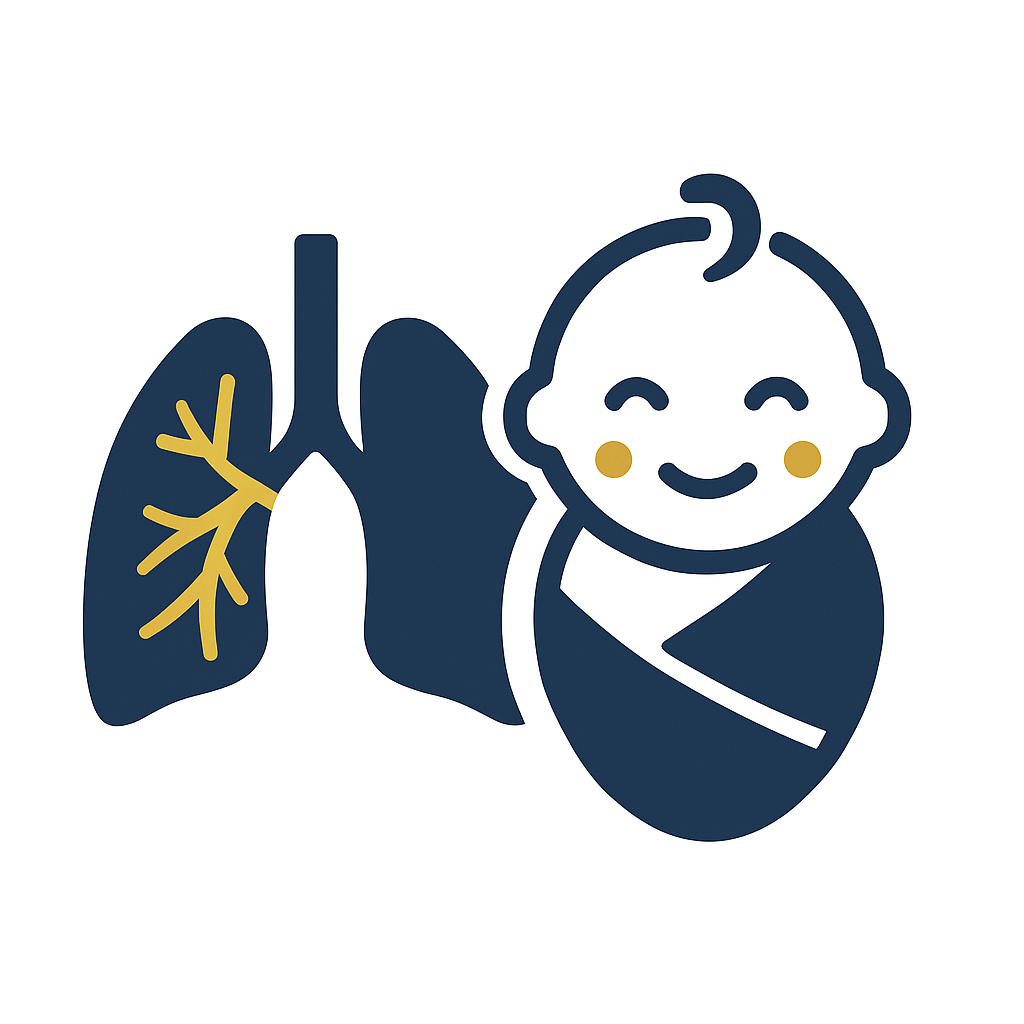 Icône représentant des poumons avec un bébé pour illustrer la kinésithérapie respiratoire de la bronchiolite à Bayeux – prise en charge des nourrissons (Calvados, Normandie).